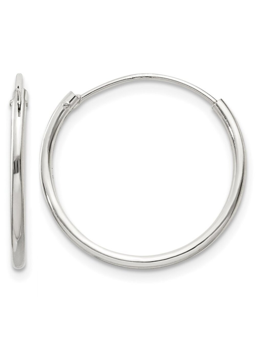 Sterling Silver 20mm Endless Hoop Earrings - Thin Everyday Hoops, Anti-Tarnish